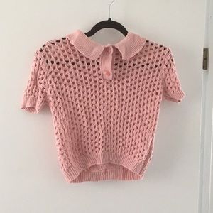 American Apparel pink knit polo